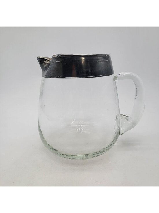 Other - Vintage Mid Century Modern Silver Rimmed Glass Pitcher By Dorothy Thorpe